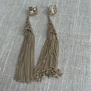 Kendra Scott Teishya Gold tone statement vintage filigree Tassel Earrings